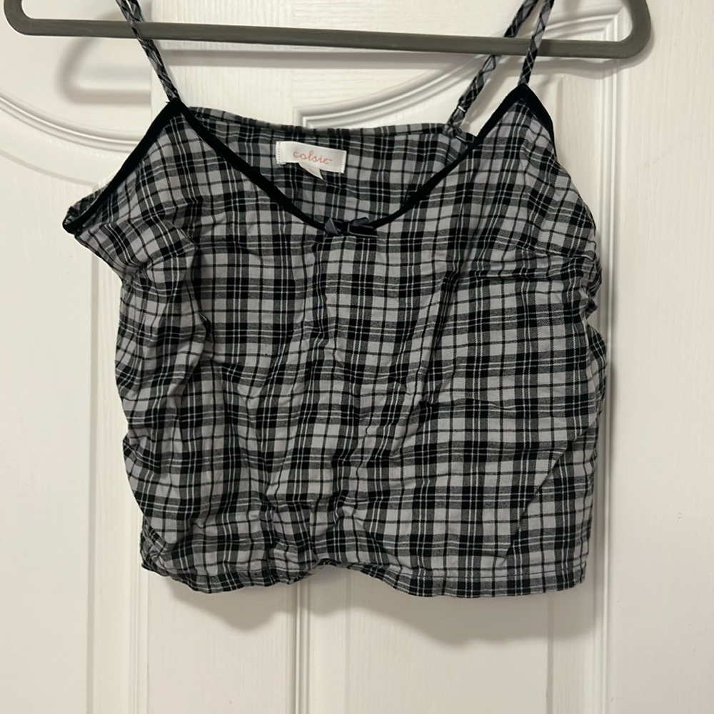 Black and white plaid tank top blouse - Colsie / Small